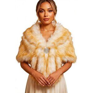 Women's White Wedding Fur Wraps and Shawls Fur Bridal Stoles Bridesmaids Scarf